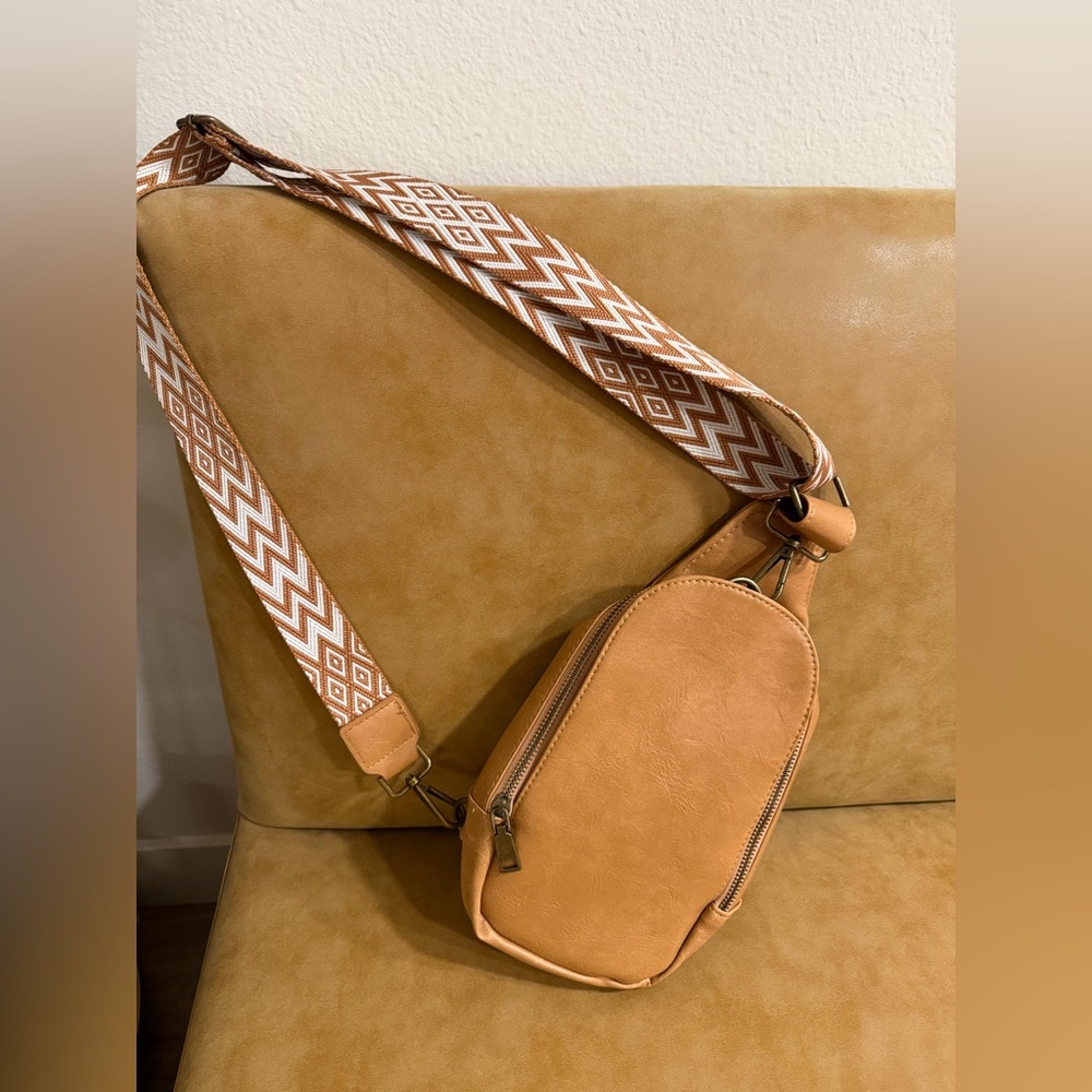 Monaco Vegan Leather Sling Bag Tribal Print Strap Boho